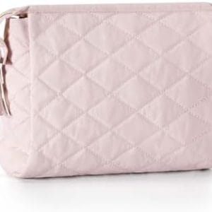 BAGSMART Makeup Bag Travel Cosmetic Bag, Puffy Make Up Bags for Women Large Capacity Makeup Organizer Case, Wide-open Pouch for Purse Storage Travel Essentials Toiletries Accessories Brushes, Pink