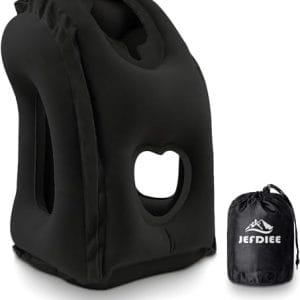 JefDiee Inflatable Travel Pillow for Airplanes, Airplane Pillow Comfortably Supports Head and Chin, Plane Pillow Used for Airplane, Trains, Cars and Office Napping
