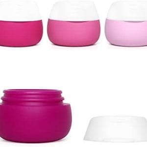 Travel Containers for Toiletries, Gemice Silicone Cream Jars, TSA Approved Travel Size Containers Leak-proof Travel Accessories with Lid for Cosmetic Makeup Face Body Hand Cream (4 Pieces)