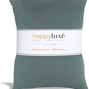 Happyluxe Travel Pillow, Airplane Pillow for Men and Women, Machine Washable, Breathable, Softer Than Cotton, 17" x 13", Made in The USA - Sage Green