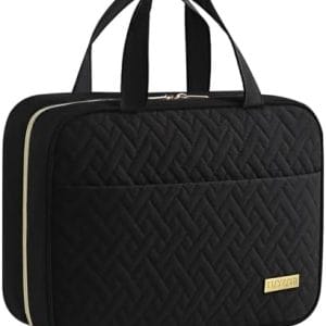 HOTOR Travel Toiletry Bag - Toiletry Bag w/Hanging Hook - Spacious Toiletry Bag for Women & Men, Makeup Bag/Big Comparment, Waterproof for Travel Accessories, Black, 11.1"×8.7"×3.35"