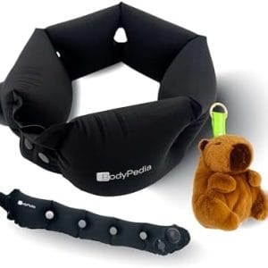 BodyPedia Travel Neck Pillow for Women and Men - Upgraded Travel Neck Pillow for Airplane, Inflatable, Waterproof Travel Pillow for Flight Headrest Sleep, Portable Plane Accessories, Travel Essentials