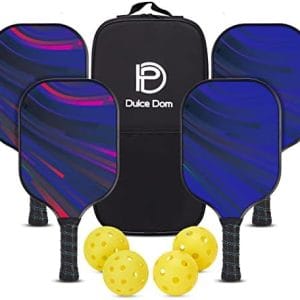 DULCE DOM Pickleball Paddles, USAPA Approved Fiberglass Pickleball Set of 2/4 with Pickleball Paddles, 4 Pickleball Balls and Pickleball Bag, Pickleball Rackets Gifts for Beginners & Pros