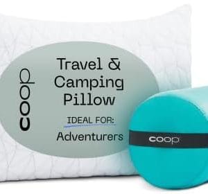Coop Home Goods Original Travel and Camping Adjustable Pillow, Small Camping Pillow with Compressible Stuff Sack, Medium-Firm Memory Foam with Lulltra Washable Cover, CertiPUR-US Certified (19x13)
