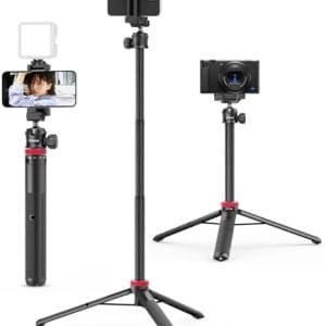 ULANZI MT-44 Extendable Phone Tripod, 59" Selfie Stick Phone Vlog Tripod Stand with 2 in 1 Phone Clip, 360° Ball Head Camera Tripod for iPhone Sony Canon Action Camera, Lightweight for Travel