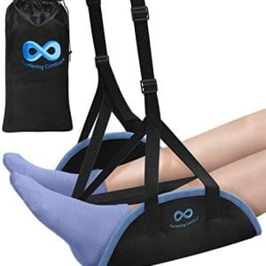 Everlasting Comfort Airplane Foot Hammock - Memory Foam Foot Rest for Plane Travel - Portable Airplane Foot Rest for Air Travel, Desk & Car - Airplane Travel Essentials Foot Hammock for Plane Travel