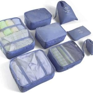 8 Set Packing Cubes for Suitcases Travel Luggage Packing Organizers,Travel Essentials Luggage Organizer for Travel Accessories Shoe Bag Tioletry Bag Laundry Bag（Dark Blue）