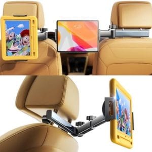 LISEN for iPad Holder for Car Accessories for Women Travel Gift, Tablet Holder Mount Car Essentials for Women [3 in 1] iPad Holder Car Road Trip Essentials for 4.7-11 iPad Mini Tab Fire Tablet Black