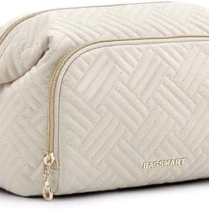 BAGSMART Travel Makeup Bag, Cosmetic Bag Make Up Organizer Case,Large Wide-open Pouch for Women Purse for Toiletries Accessories Brushes