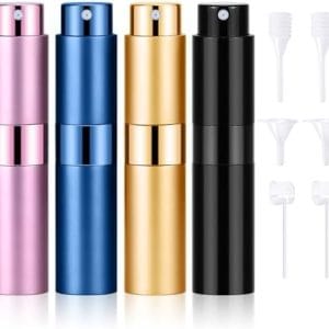 4PCS 8ML Refillable Perfume Atomizer Travel, Portable Mini Pocket Perfume Atomizer Bottle Spray for Women Mens Small Mister Spray Bottle for Travel Accessories