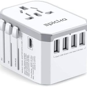 Universal Travel Power Adapter - EPICKA All in One Worldwide International Wall Charger AC Plug Adaptor with Smart Power USB for USA EU UK AUS Cell Phone Laptop (TA-105, White)