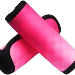 Luggage Handle Wrap 2 Pack Luggage Handle Wraps for Suitcase Bright Neoprene Luggage Handle Covers/Extender/Identifiers-Travel Accessories Must Haves (PinkCheck-2 Pack)