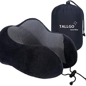 Travel Pillow, Best Memory Foam Neck Pillow Head Support Soft Pillow for Sleeping Rest, Airplane Car & Home Use (Black)