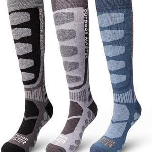OutdoorMaster Merino Wool Ski Socks, 2/3 Pairs Compression Over The Calf for Men & Women, Winter Snowboard Thermal Socks