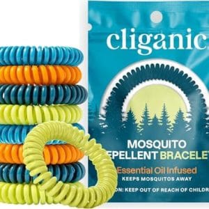 Cliganic 10 Pack Mosquito Repellent Bracelets, DEET-Free Bands, Individually Wrapped (Packaging May Vary)